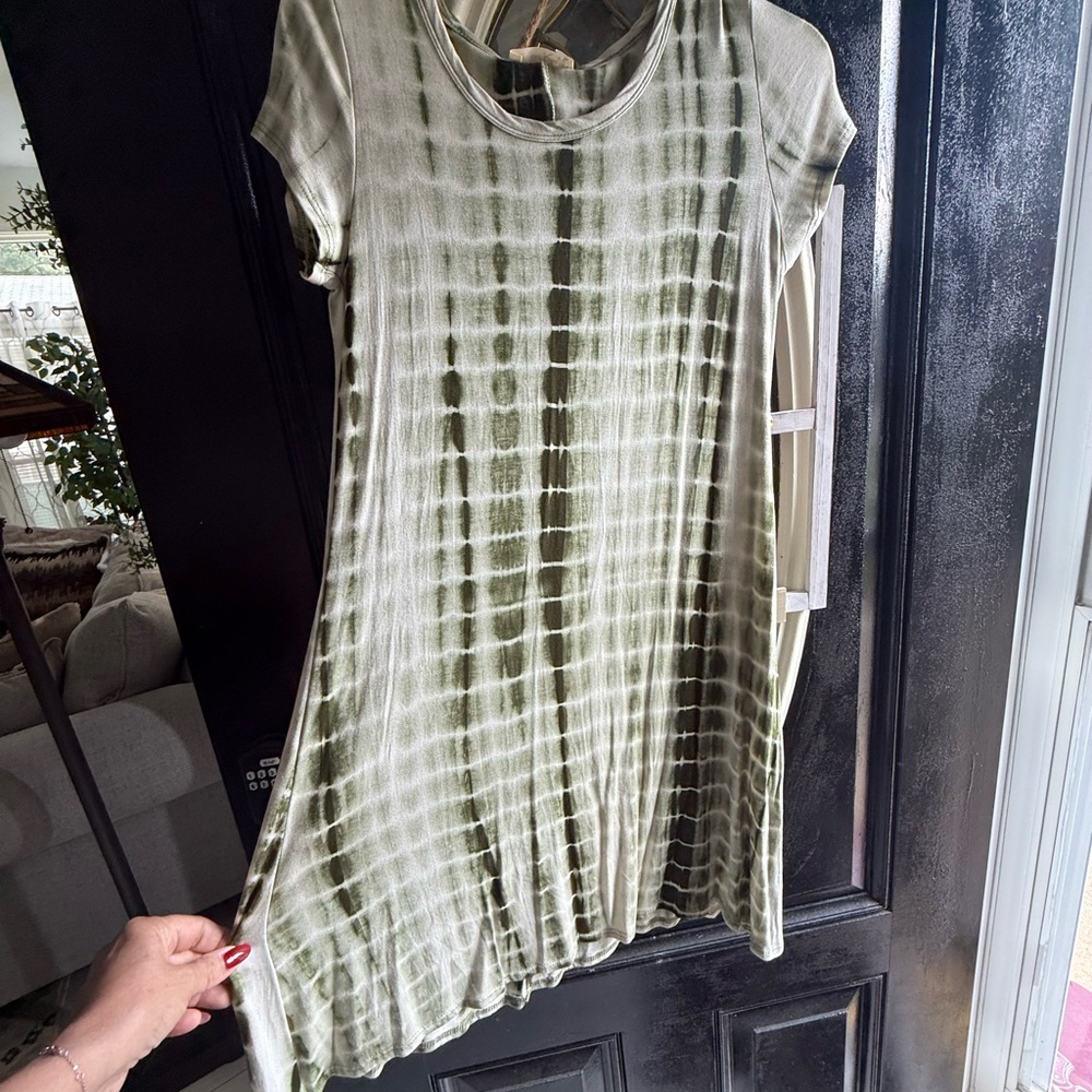 Olivia Rae Green Asymmetrical Sundress Short Sleeve